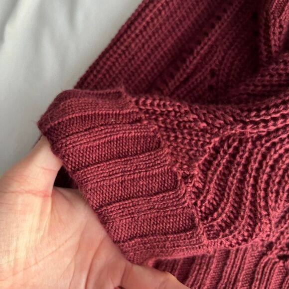 Juniors' SO® Oversized Open Front Cardigan Size XS Burgundy - Picture 10 of 11